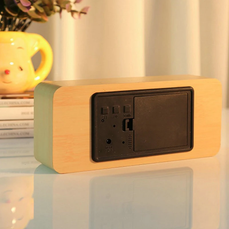 LED Digital Alarm Clock Wooden USB/AAA Powered Table Watch With Temperature And Humidity Snooze Electronic Desktop Clocks✈✈✈ | Дом и сад