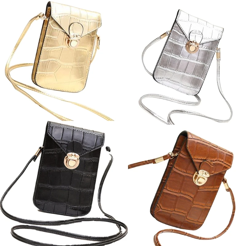 

Mini Cell Cellphone Pouch PU Leather Wild hot style with Belt Buckle Retro Casual Women Crocodile Leather Shoulder Bags
