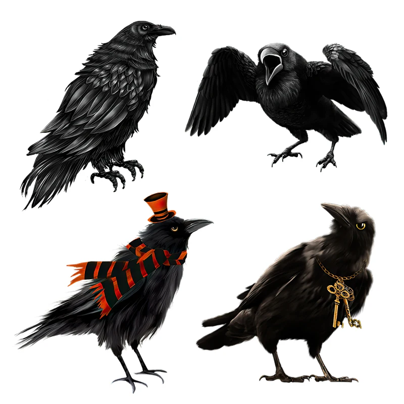 

Три Ratels QCF173 ручная роспись черная ворона Персонализированная Птица Наклейка