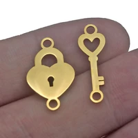 5pcs mini heart love shape vintage luggage box key lock charms metal travel wedding lover gifts jewelry making necklace bracelet