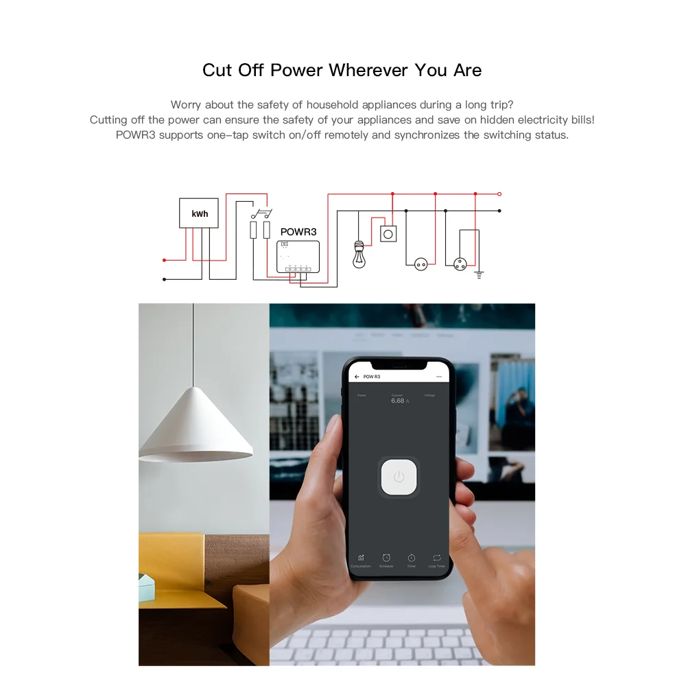 Умный выключатель SONOFF POW R3 25 А Wi Fi измеритель энергопотребления вольтметр защита