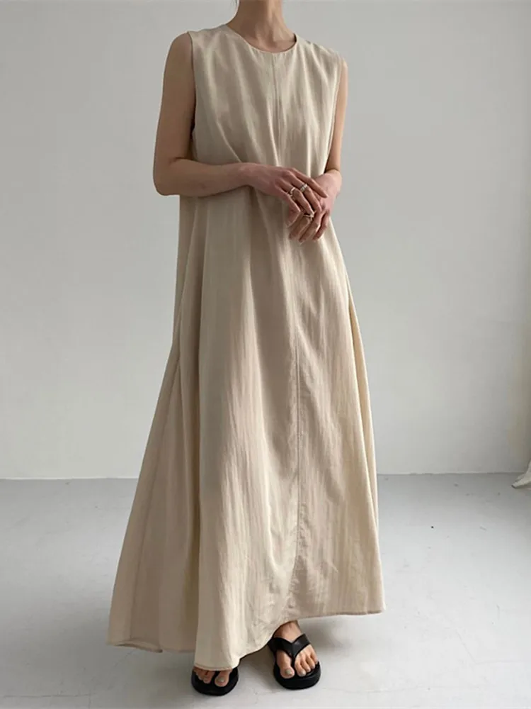 Новинка 2022 шикарное летнее платье без рукавов в Корейском стиле удобное длинное