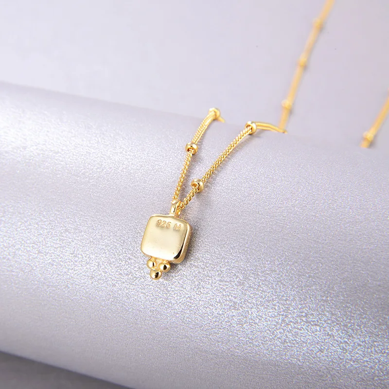 

High quality Real S925 Gold Plating Fashion Jewelry Necklace Pendant Natural Malachite Chain Fashion Accessories Jewel
