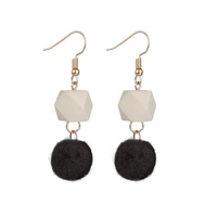 korean style hot sale earrings temperament women wooden fur ball earrings wholesale simple and versatile fur ball earrings