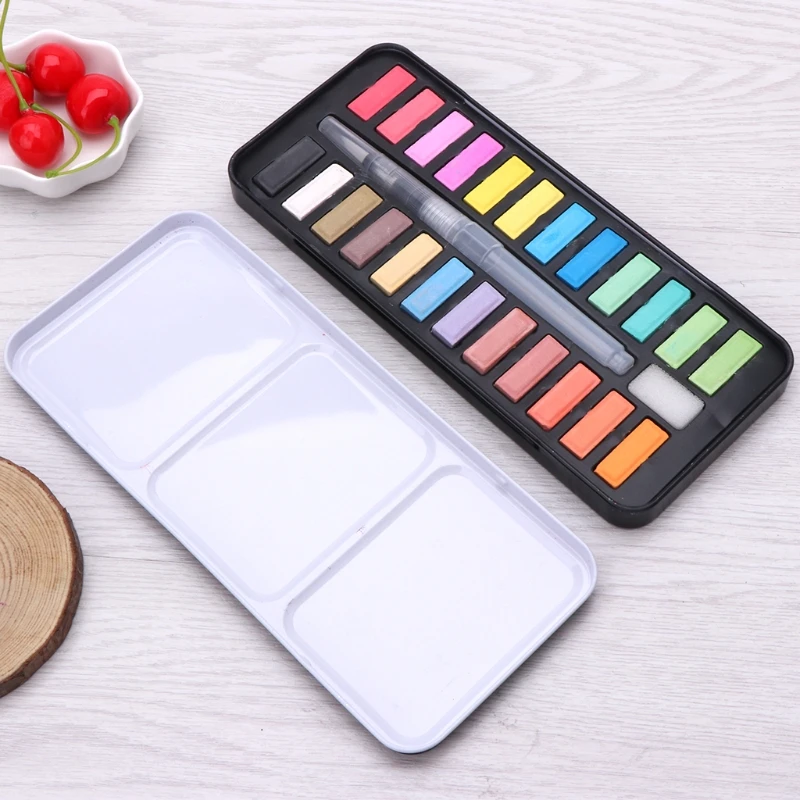 

2021 New 12/18/24 Solid Watercolor Paint Set Portable Drawing Brush Art Painting Supplies