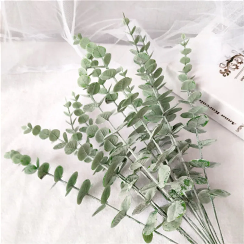 

Artificial Single Eucalyptus Stem Green Fake Eucalyptus Wedding Bride Bouquet Shooting Prop Home Decorations Garland Plants