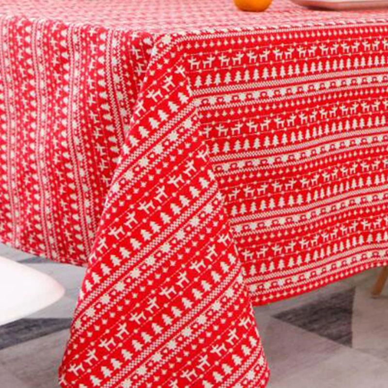 Красный олень Рождественская елка сельская полоса хлопок скатерть полотенце