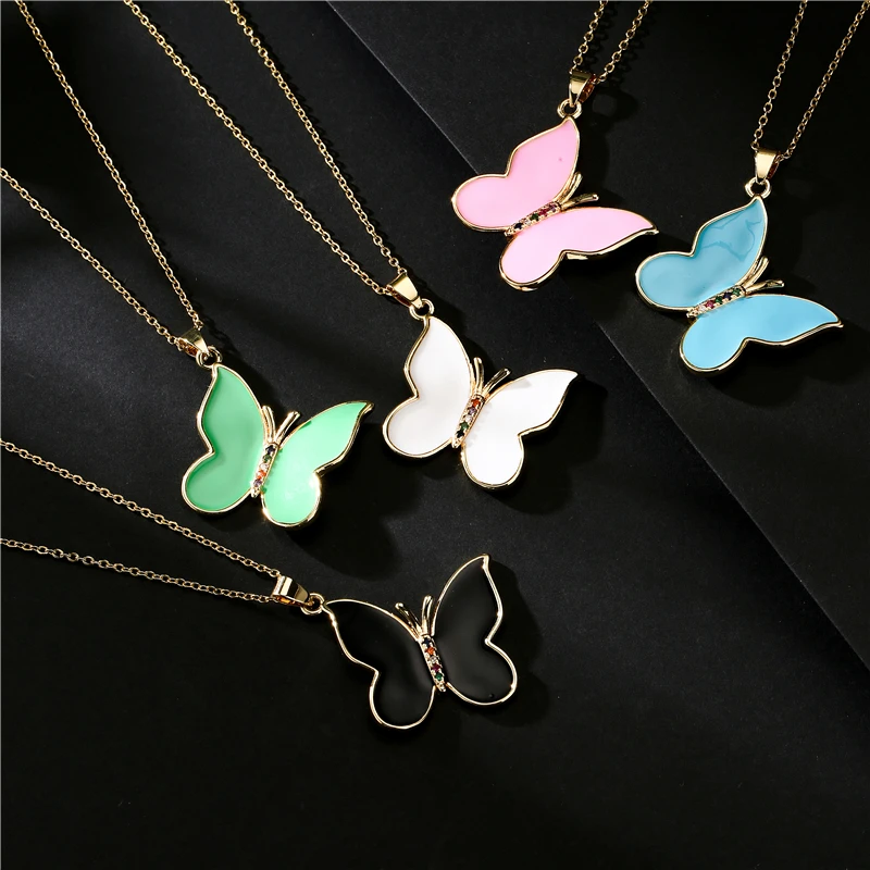 

Ожерелье женское с подвеской в виде бабочки, золотистого цвета, 2021