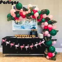 104pcs diy hot pink green balloon garland hawaiian summer party tropical flamingo theme party decor palm leaves for baby shower