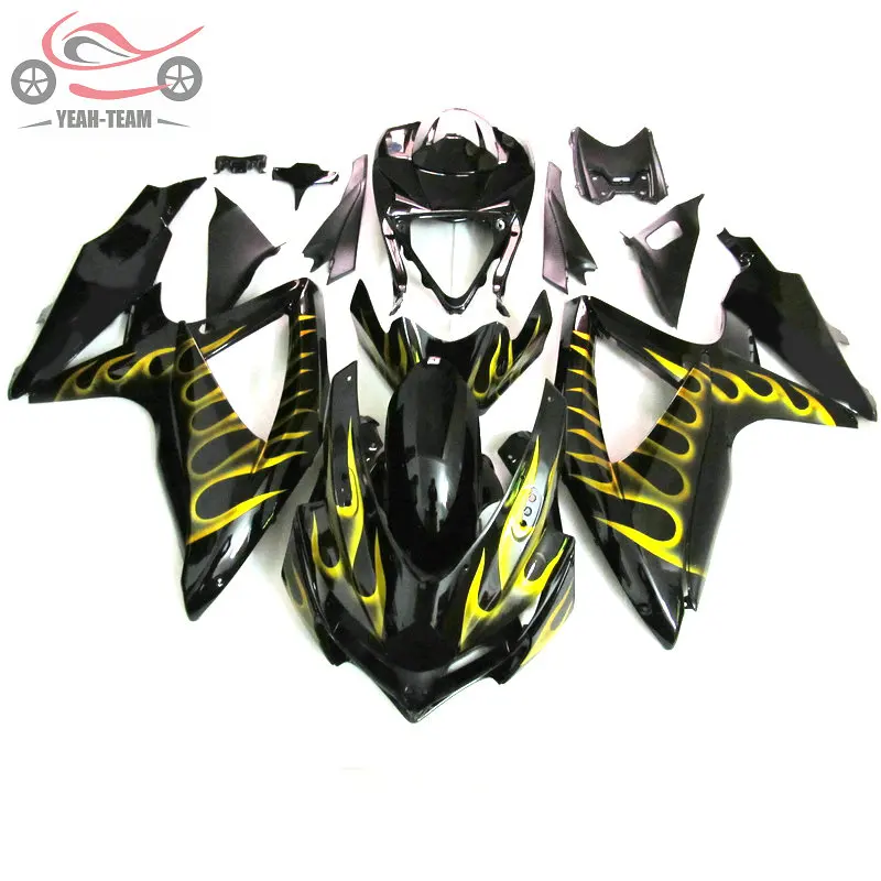 Пользовательские инъекции обтекателя наборы для Suzuki GSXR600 GSX R750 2008 2009 2010 желтые
