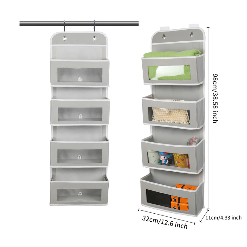 

Household Hanging Organizers Sundries Storage And Sorting Storage Bags Door Wall Lnstallation 5 Transparent Pocket Hook Storage