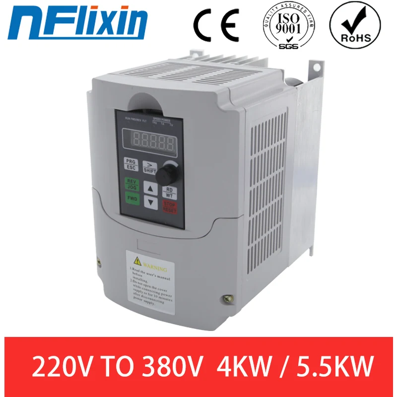 Преобразователь частоты привода с ЧПУ NF VFD 220 В до 380 0 75/1 5/2 2/4 кВт для 3-фазного