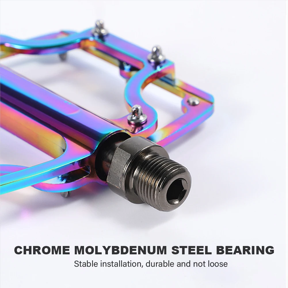 

1pair Sealed Bearing Universal Outdoor Sports Colorful Plate Aluminium Alloy Bike Pedal Easy Install Cycling Anti Slip Practical