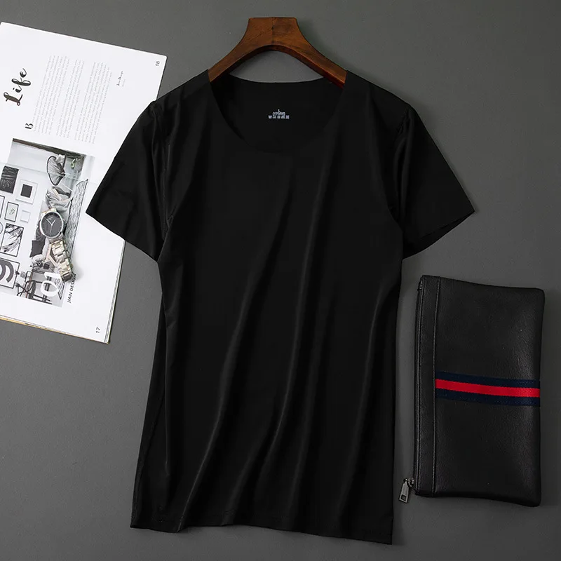 Мужская бесшовная футболка шелковистая дышащая рубашка с короткими рукавами