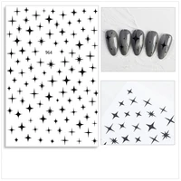 1 piece nail art decorations stickers nails decals simple solid gold silver black heart shaped stars fashion pattern
