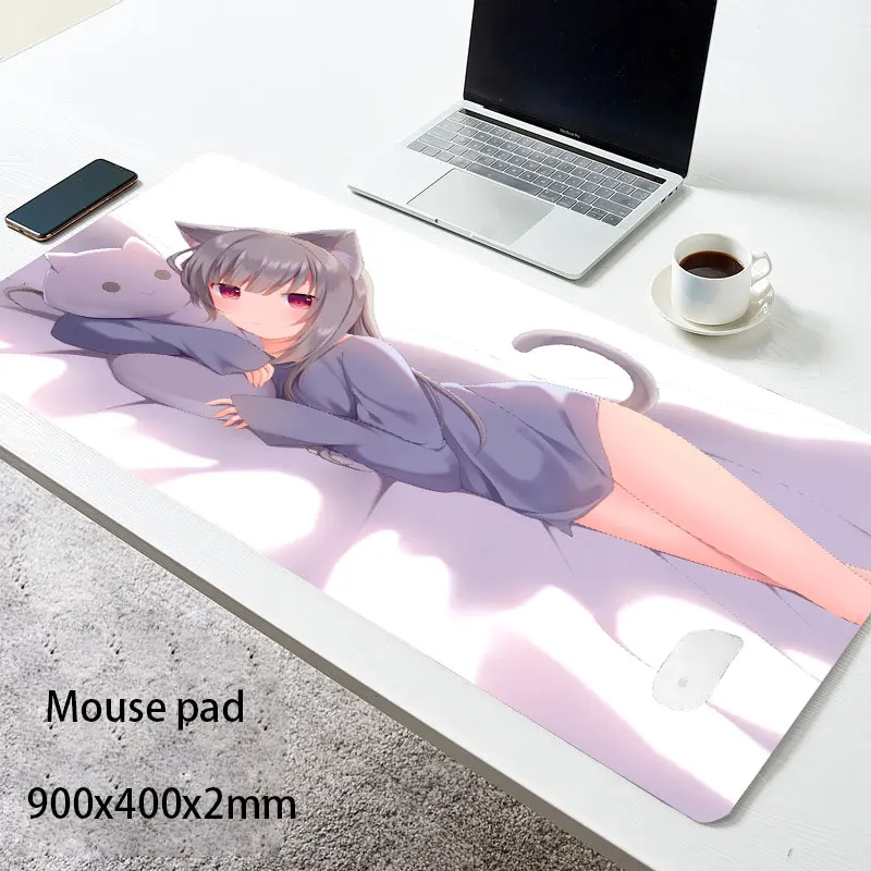 

Коврик для мыши в стиле аниме Nekoha Shizuku, игровой коврик для мыши для девочек, резиновый коврик для мыши с застежкой по краям, модный Настольный...