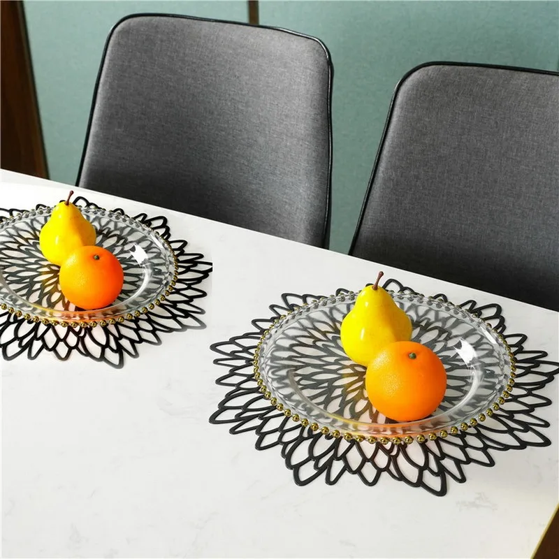 

2021 Round PVC Placemat Kitchen Dining Table Mats Steak Pad Anti-scalding Insulation Pads INS Nordic Hotel Restaurant Home Decor