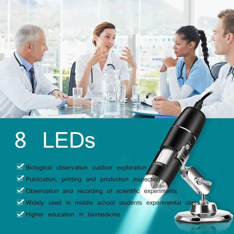

1000X Electronic Microscope USB Digital Microscope WIFI Microscope Camera 8 LED Magnifier Endoscope For Windows PC/Mac