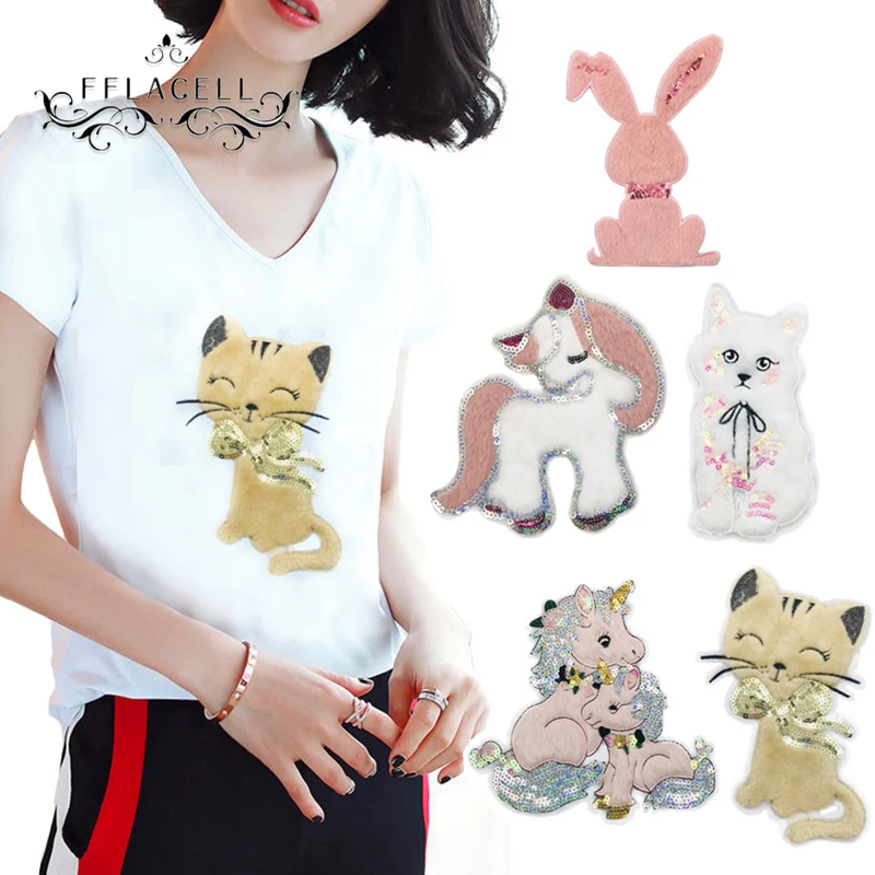 FFLACELL 1 шт. нашивки для одежды с рисунком кролика кота одежда вышивкой милый значок