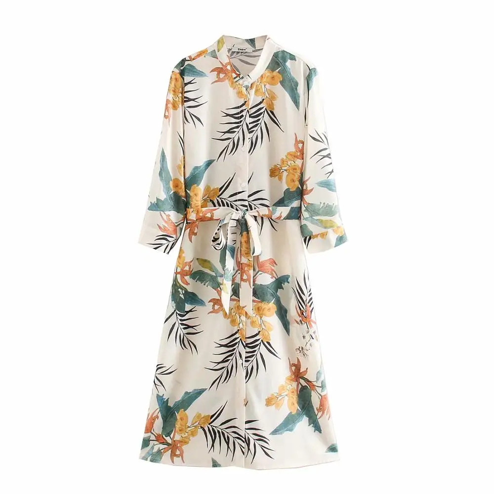 Женское платье рубашка с цветочным принтом и тропическими листьями шикарное
