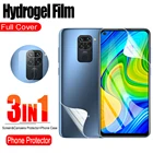 Защитная пленка для экрана 3 в 1, Гидрогелевая пленка для передней и задней панели с полным покрытием, не стекло для Xiaomi Redmi Note 9 9Pro 9Promax 9S, пленка для объектива камеры