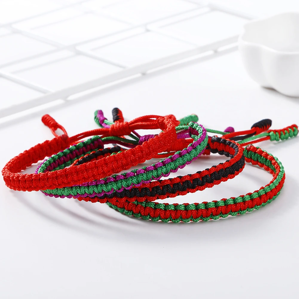 Регулируемые буддийские браслеты и с тибетской нитью коса ручной работы красной