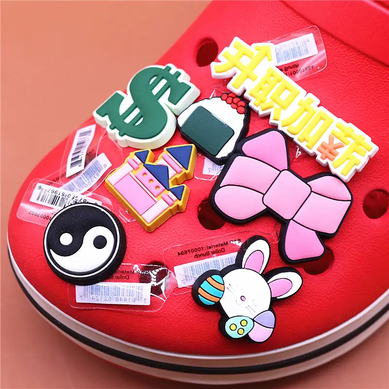 Japanese Rice Ball Bunny Shoe Charms Accessories Bow Tai Chi Get Promoted Shoe Buckle Decorations fit Kids X-mas Party Gift U270