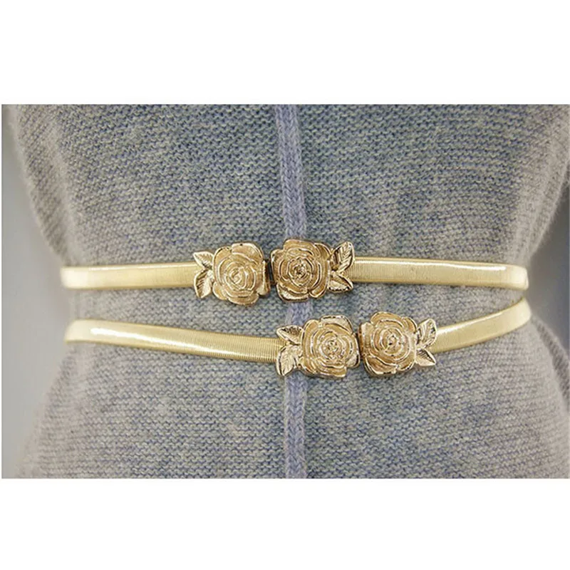 

Для женщин Регулируемая металлическая Золотая Роза цветок на талии поясом все-матч поясные ремни модные ремни