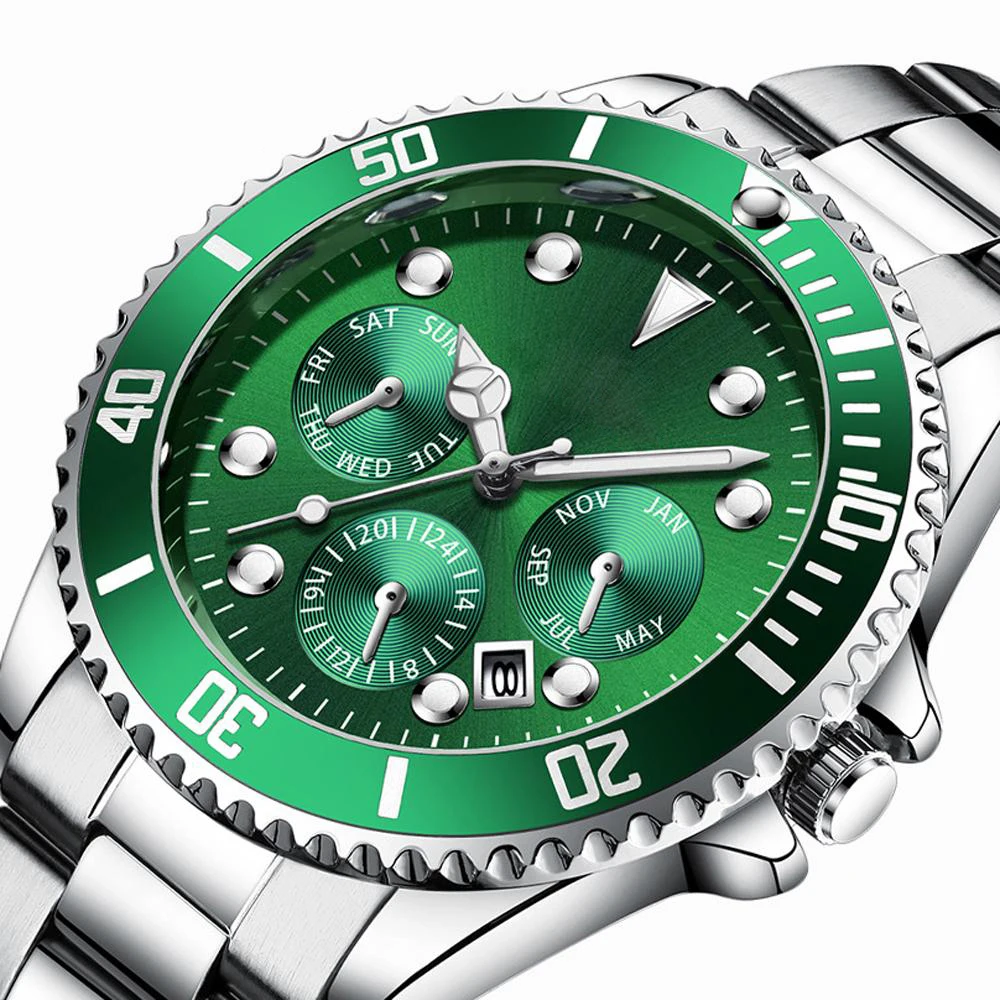 

Green Water Ghost мужские часы 2020 новая модель 1 Неавтоматические модные трендовые мужские часы Стальные водонепроницаемые кварцевые мужские часы