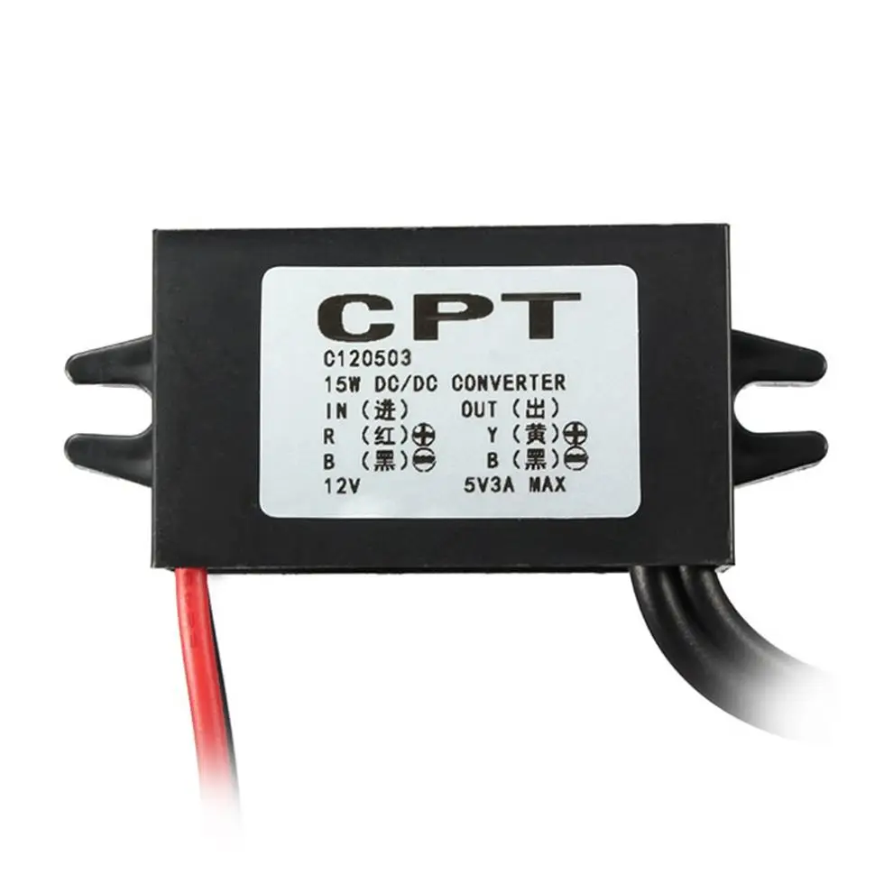 От 12 В до 5 пост снижение Напряжение 3A USB 2 0 навигатор Carcorder Мощность конвертер