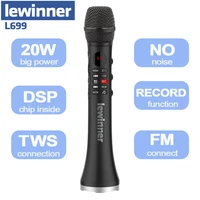 lewinner l 699 wireless microphone 20w bluetooth handheld portable for music professional speaker player singing recorder mic