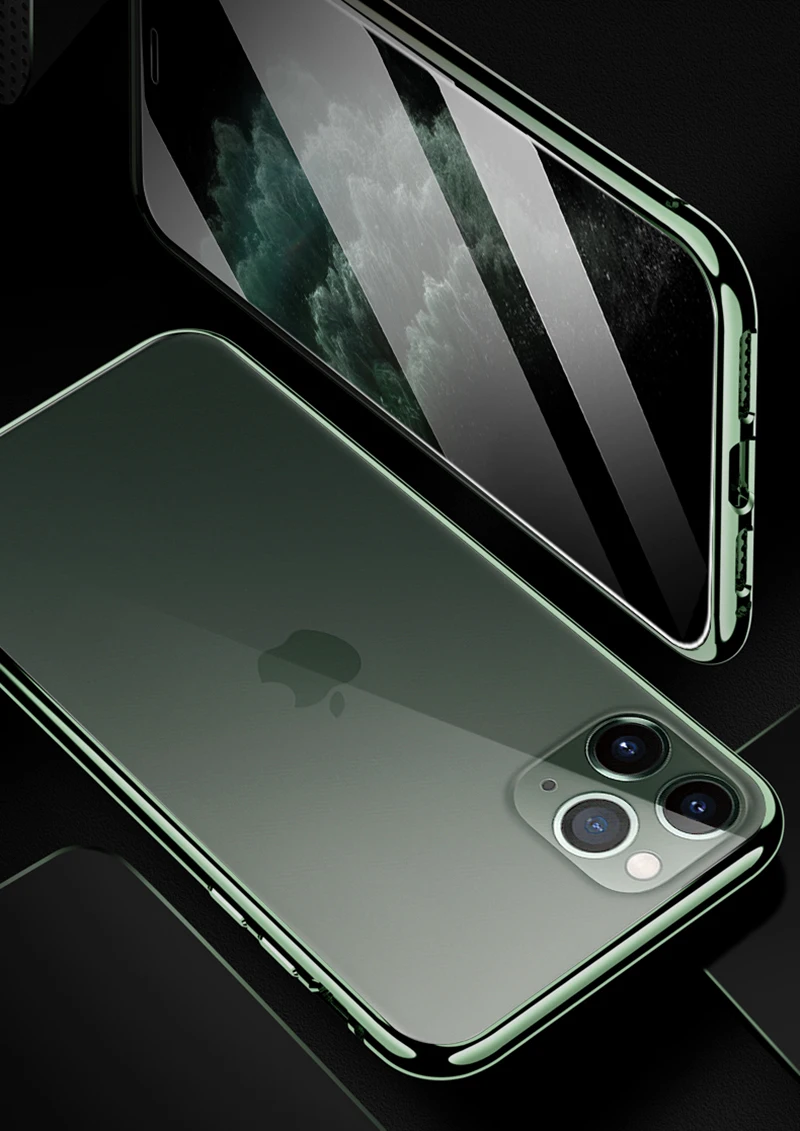 Магнитный адсорбционный металлический чехол для iPhone 11 11 Pro Max прозрачный чехол из закаленного стекла для телефона для iPhone XS Max XR 8 7 Plus откидная крышка