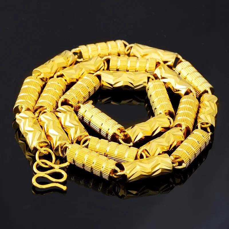 Ожерелье с подвеской из натурального 24-каратного чистого золота 8 мм 60 см |