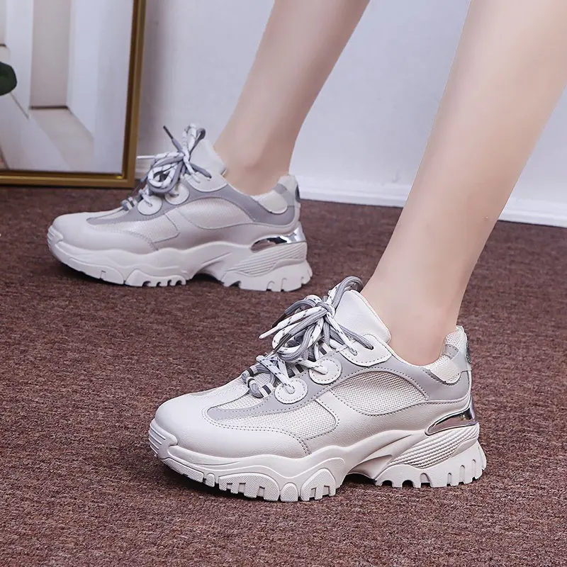 

2020 spring and autumn fashion daddy shoes women thick bottom breathable mesh women's shoes wild casual sports shoes X260