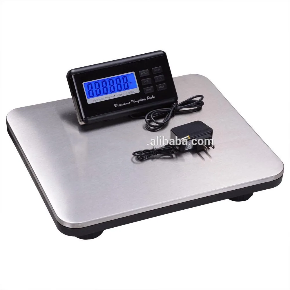 B&aacute;scula electr&oacute;nica port&aacute;til de 300kg, balanza Postal Digital, LCD, plataforma de acero inoxidable-0