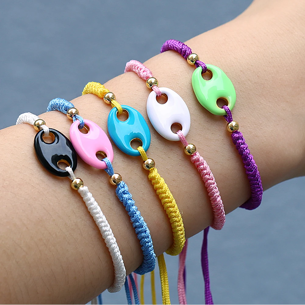 Браслет цепочка для женщин и мужчин флуоресцентный плетёный браслет с радужной