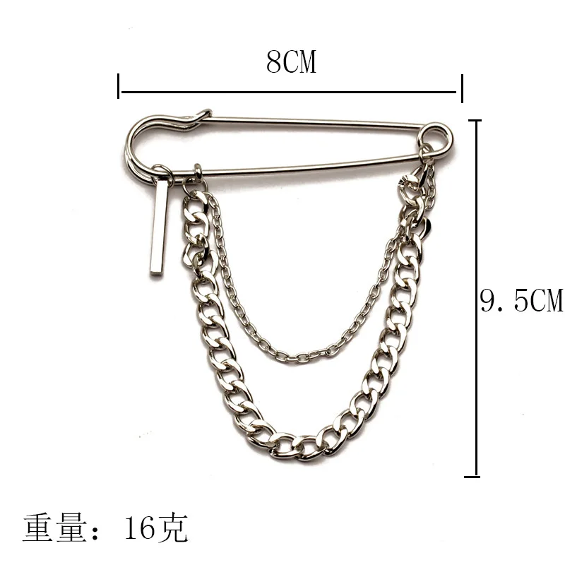 

Hiphop Cross Metal Brooch Punk Flame Wear Suit Sweater Casual Pin Long Chain Coat Badge Accessories For Women Men Couple Party