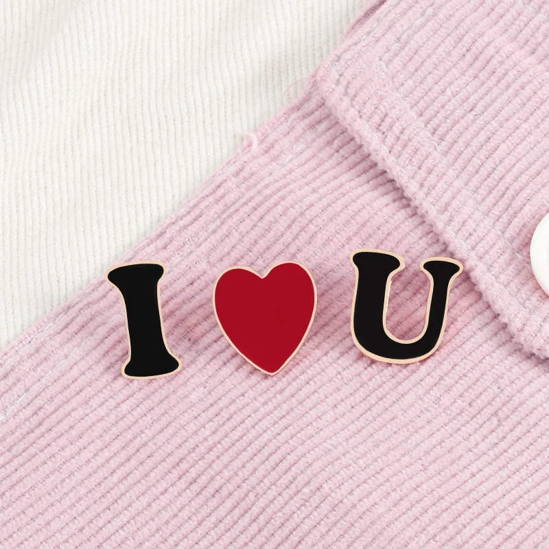 3 шт./компл. эмалированные булавки I LOVE U для влюбленных броши в форме сердца женщин