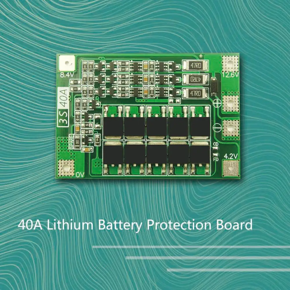 

3S 40A 11.1V 12.6V 18650 Lithium Battery Protection Board Protecting Module for Electric Drills with Starting Current Below 80A