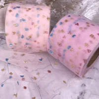 5 yards 60mm colorful bronzing dots printed organza satin ribbon for diy crafts hair bow accessories gift box packing material