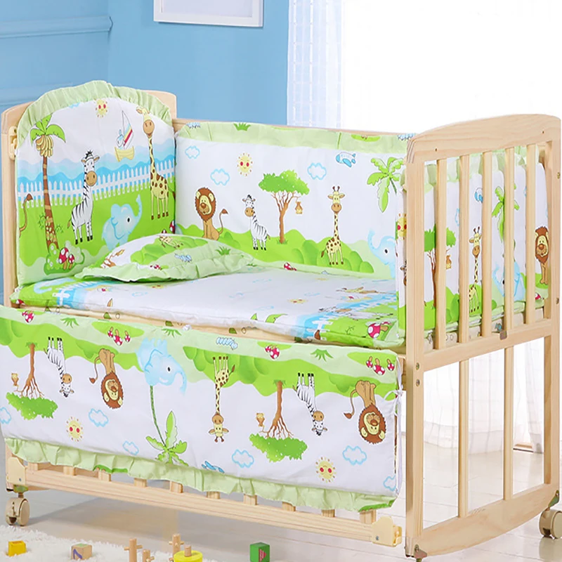 baby nursery Nordic Design Baby Bed Thicken Bumper One-piece Crib Around Cushion Cot Protector Pillows Newborns Room Decor images - 6