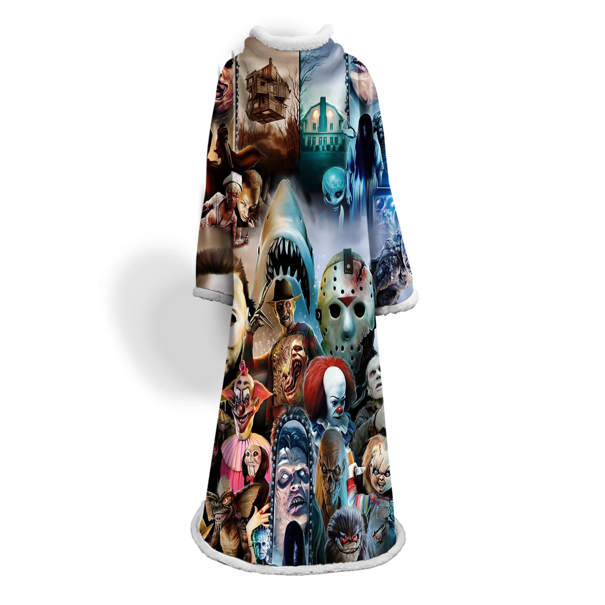 

Ужасный длинный пушистый теплый большой супер мягкий ужас носимый плед одеяло уютный пушистый шерпа с большими рукавами