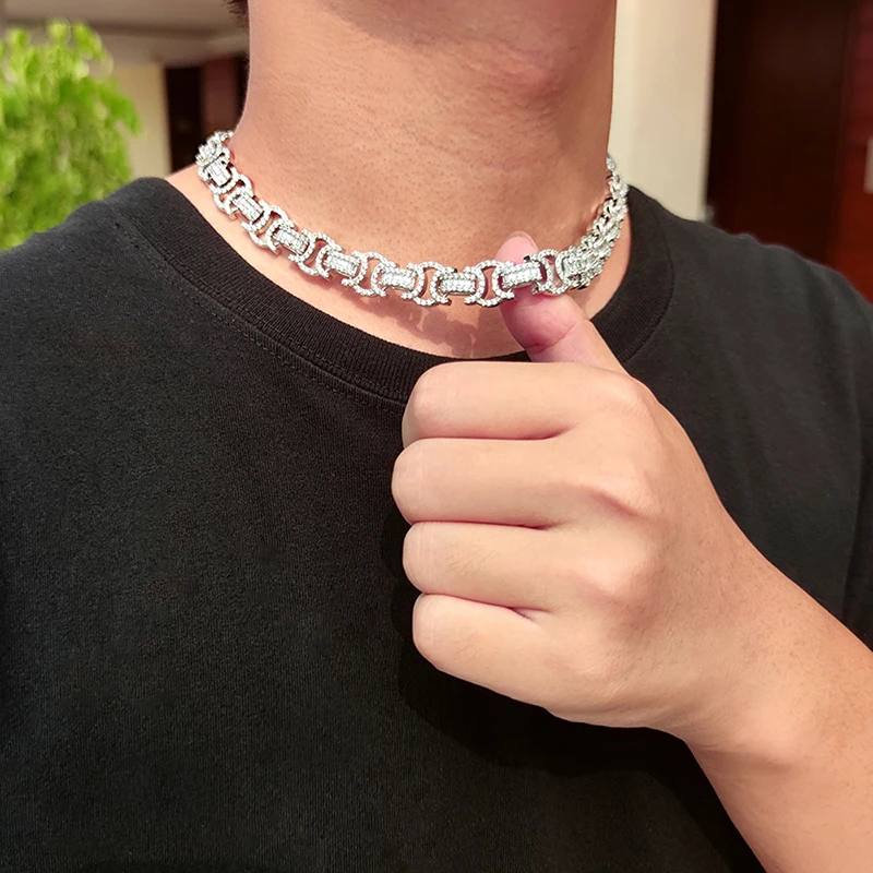 

European and American hip-hop men's and women's micro-encrusted zircon bracelets trendy bling rap singer necklace jewelry