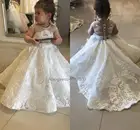 Кружевные Платья с цветочным рисунком для девочек, свадебные женские платья с рукавами-крылышками для маленьких девочек, индивидуальный цвет