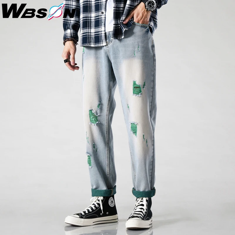 Мужские джинсовые брюки Wbson синие Японская уличная одежда 2020 модные рабочие