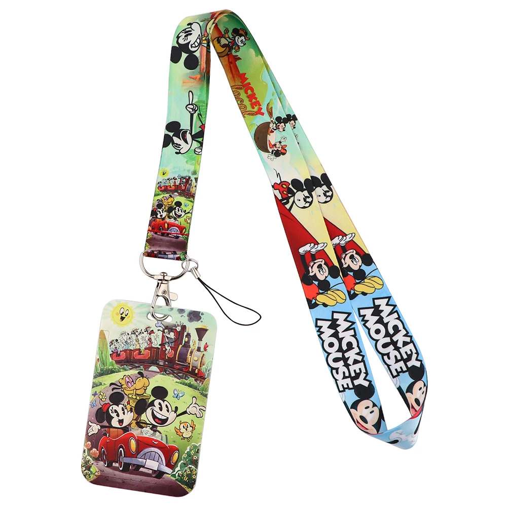 cute lanyard for keys mickey id card cover badge holder business phone charm key lanyard neck straps keychain accessories gifts free global shipping