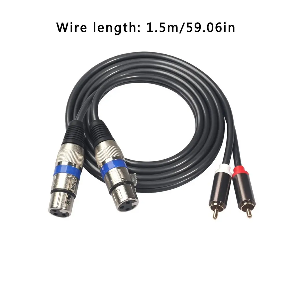 

2 Rca Male To Xlr Dual Female Audio Cable Gold-plated 1.5m For Microphone Mixer Power Amplifier Headphone Amplifier