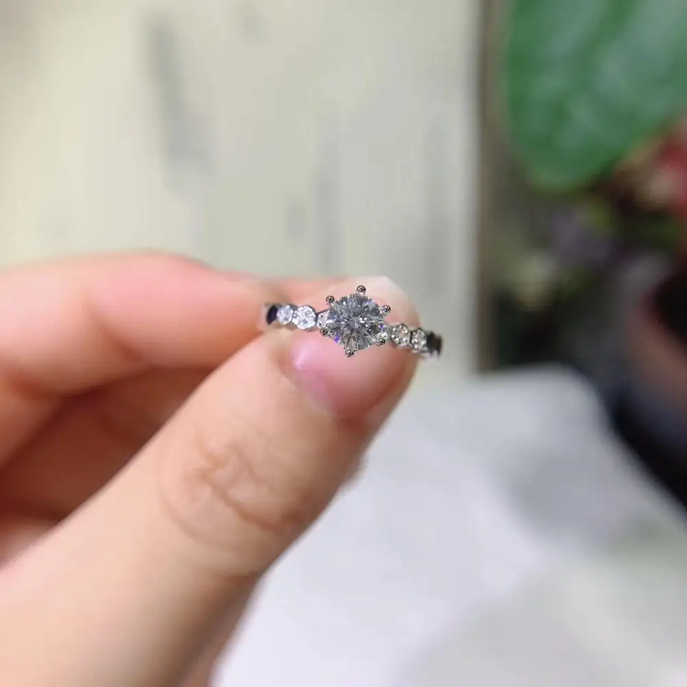 

Kkmall магазин круглых серебряных колец с муассанитом 0.50ct D VVS Роскошные Колечки с муассанитом для женщин