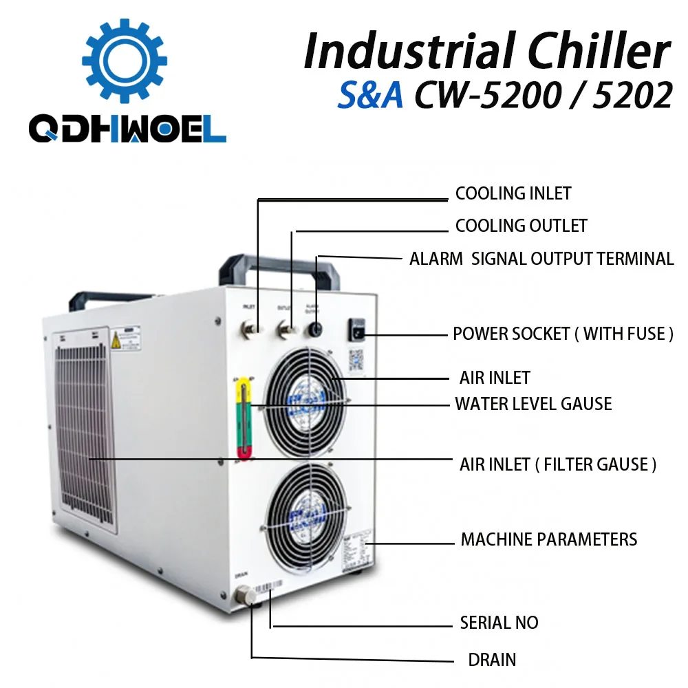 S & A CW5200 CW5202 промышленный воздушный охладитель воды для CO2 лазерной гравировки