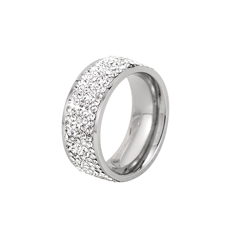 

Luxury Charm Temperament Engagement Ring Stainless Steel Zircon Wedding Band Rings For Women Men Finger Party Jewelry